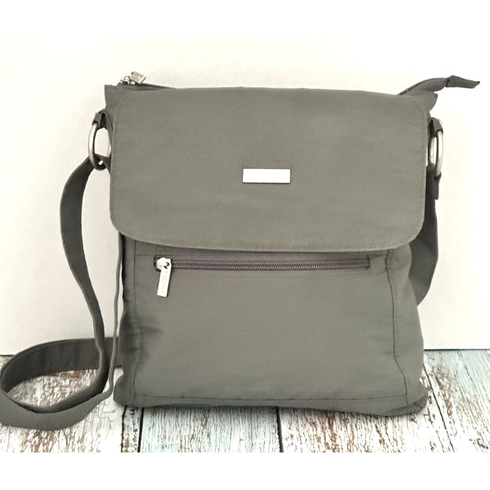 Baggallini Gray Nylon Small Crossbody Purse Bag Adjustable Strap